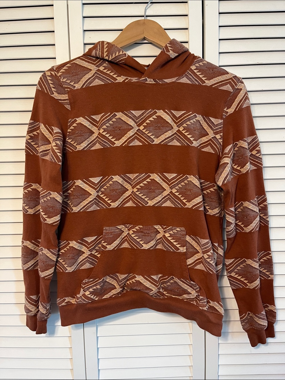 Rank 45 Rust Patterned Hooded Sweatshirt